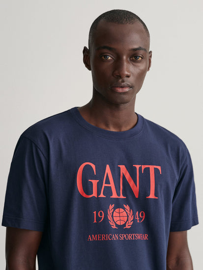 Gant Blue Retro Crest Logo Regular Fit T-Shirt