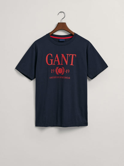 Gant Blue Retro Crest Logo Regular Fit T-Shirt