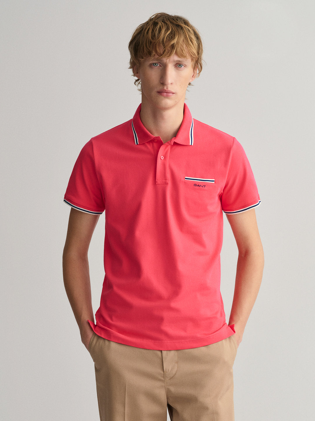 Gant Pink 3Color Tipping Regular Fit Pique Polo T-Shirt