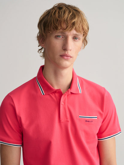 Gant Pink 3Color Tipping Regular Fit Pique Polo T-Shirt