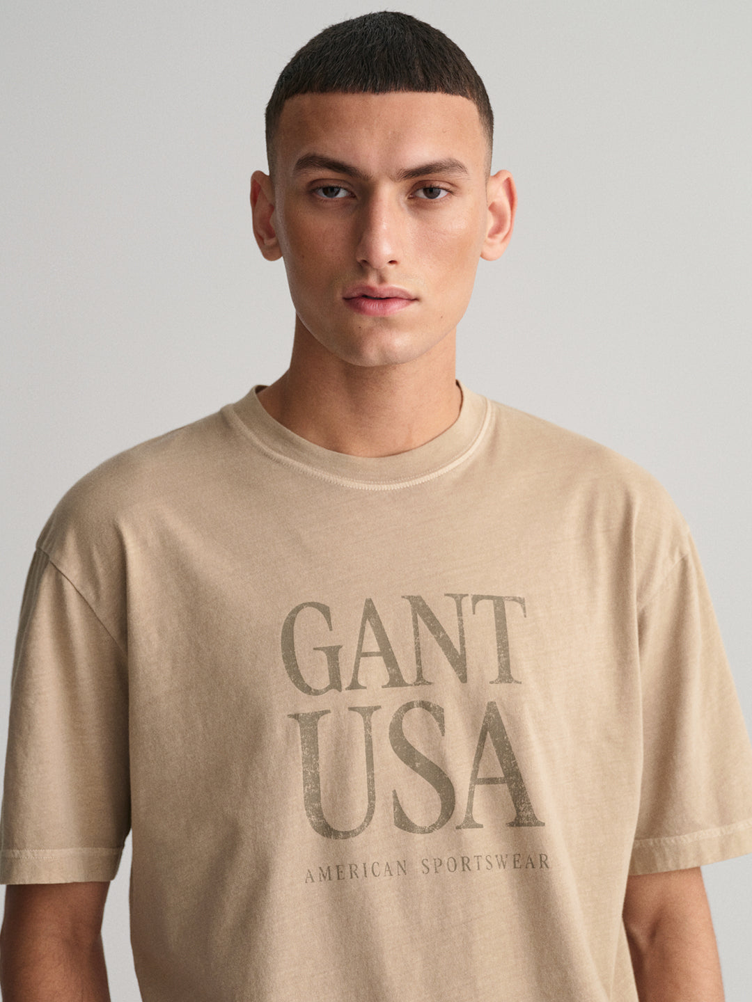 Gant Beige Sunfaded Logo Regular Fit T-Shirt