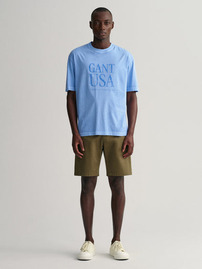 Gant Blue Sunfaded Logo Regular Fit T-Shirt