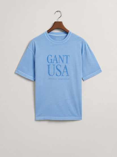 Gant Blue Sunfaded Logo Regular Fit T-Shirt