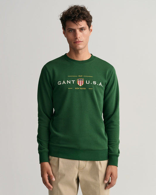 Gant Men Green Printed Sweatshirt