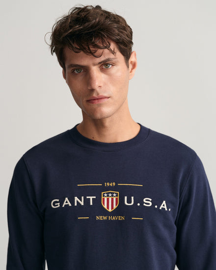 Gant Men Blue Printed Hooded Sweatshirt