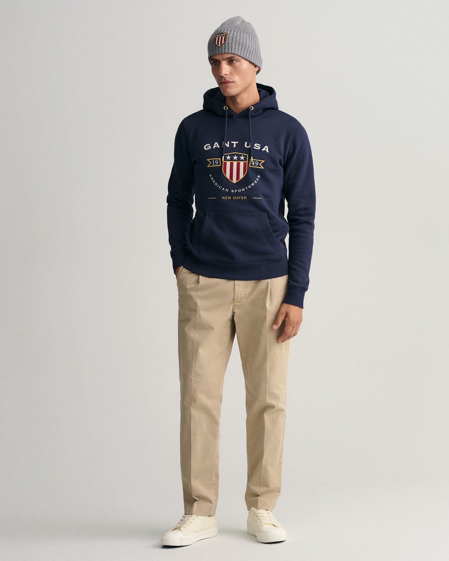 Gant Men Blue Printed Hooded Sweatshirt