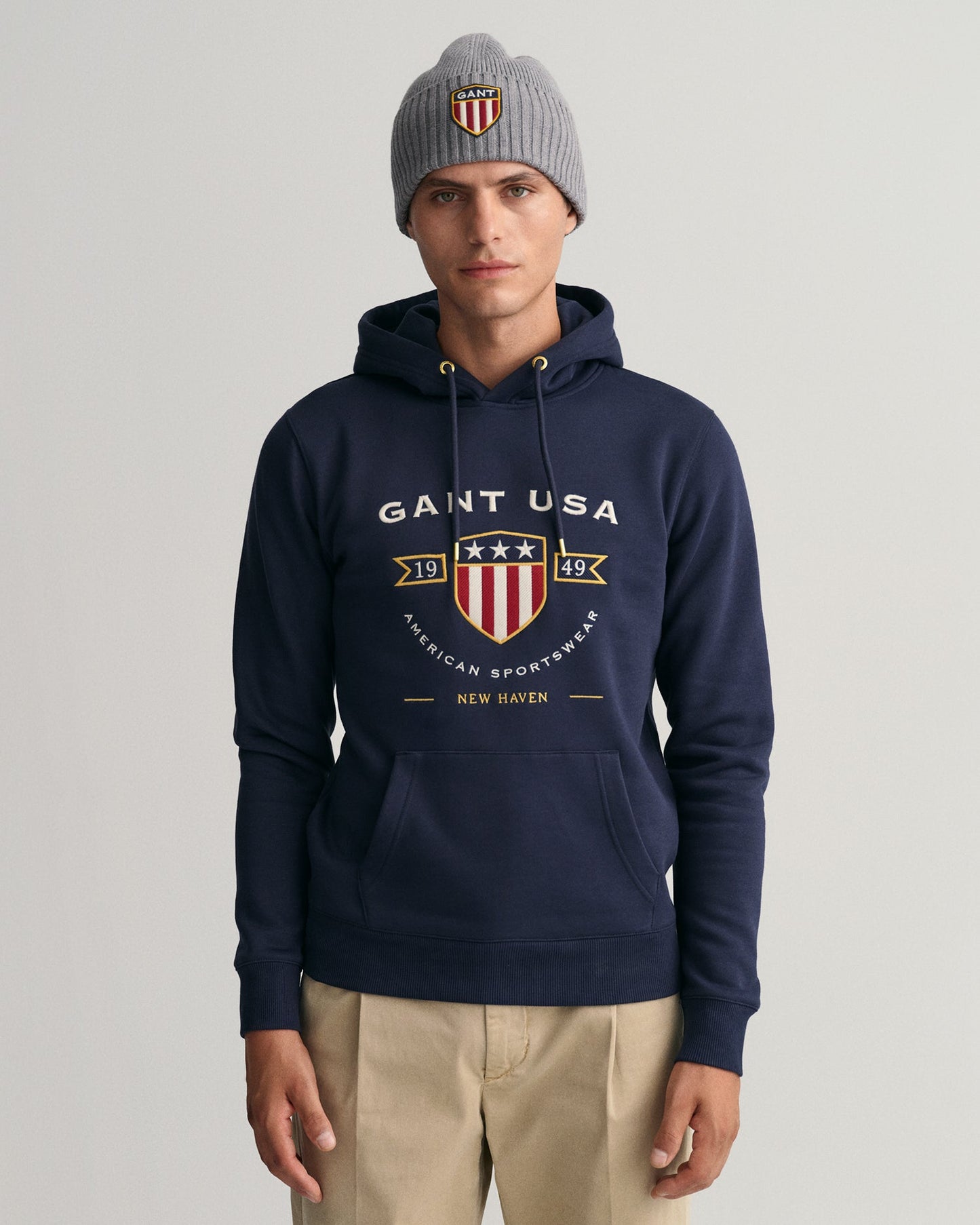 Gant Men Blue Printed Hooded Sweatshirt