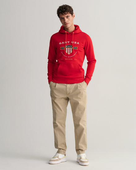 Gant Men Red Printed Hooded Sweatshirt