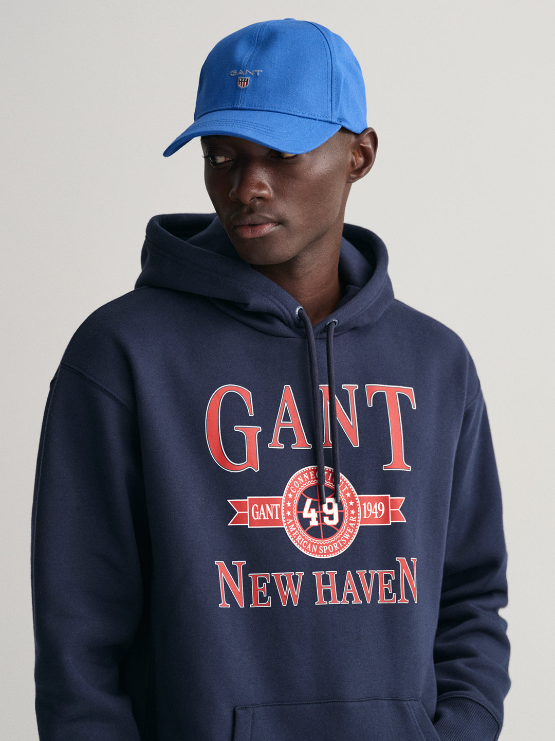 Gant Men Blue Printed Hooded Sweatshirt