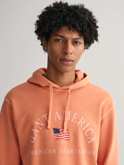 Gant Men Printed CottonHooded Sweatshirt