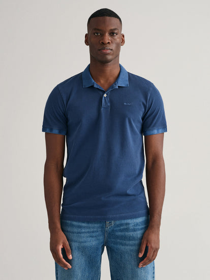 Gant Blue Sunfaded Rugger Regular Fit Pique Polo T-Shirt