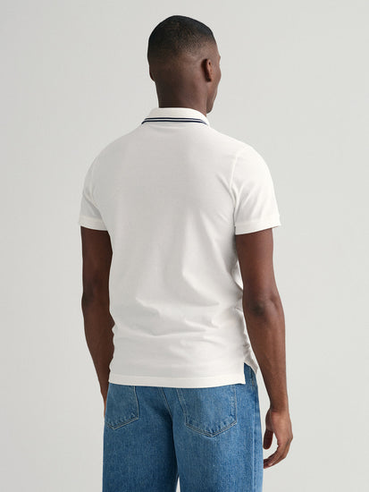 Gant White Regular Fit Pique Polo T-Shirt