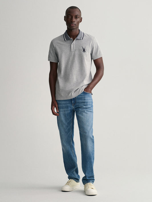 Gant Grey Sail Regular Fit Pique Polo T-Shirt