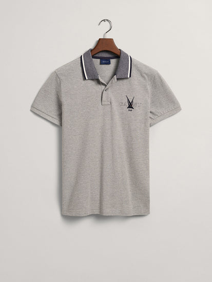 Gant Grey Sail Regular Fit Pique Polo T-Shirt