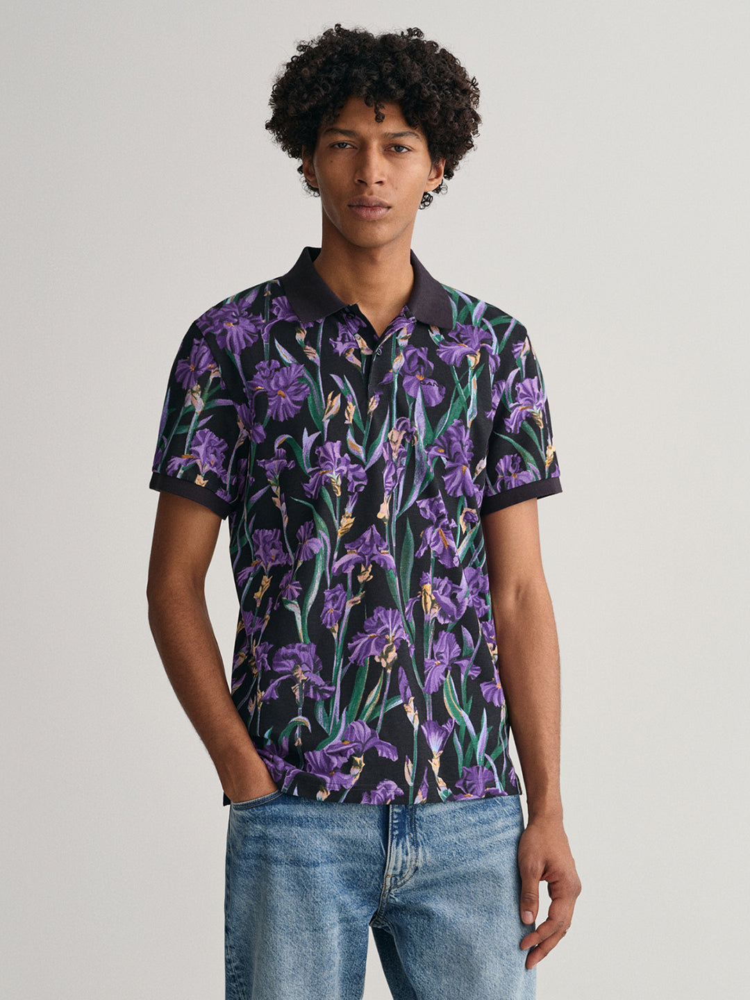 Gant Multi Iris Floral Print Regular Fit Pique Polo T-Shirt