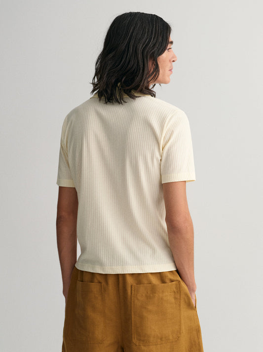 Gant Cream 70S Slim Fit Pique Polo T-Shirt