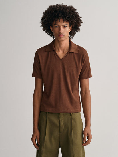 Gant Brown 70S Slim Fit Pique Polo T-Shirt