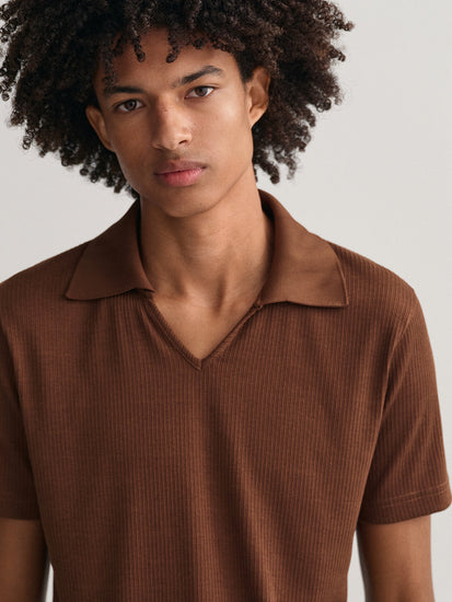 Gant Brown 70S Slim Fit Pique Polo T-Shirt