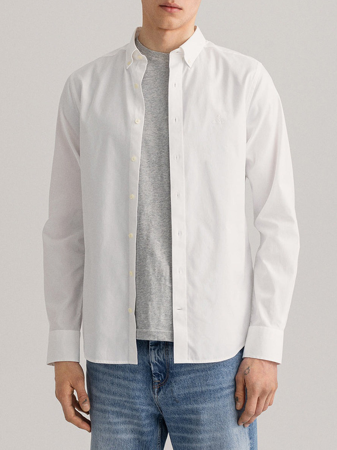 Gant White Pinpoint Oxford Clu Slim Fit Shirt