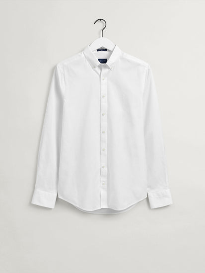 Gant White Pinpoint Oxford Clu Slim Fit Shirt