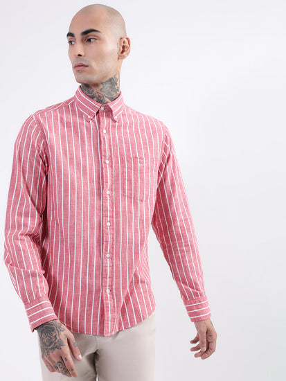 Gant Pink Striped Regular Fit Shirt