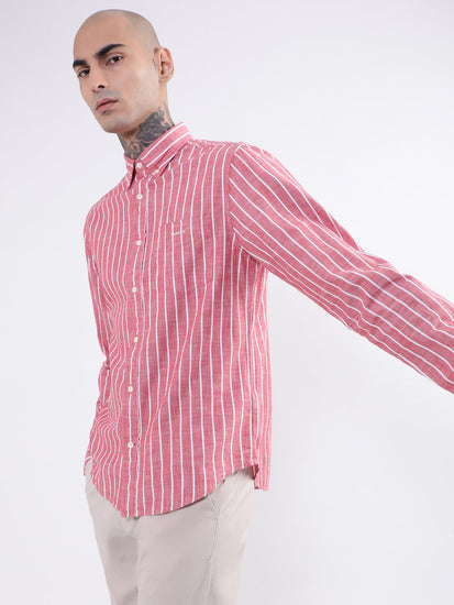 Gant Pink Striped Regular Fit Shirt