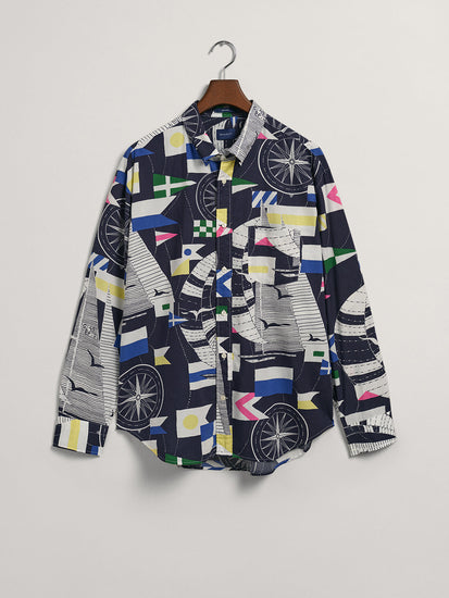 Gant Blue Sailing Print Comfort Fit Shirt