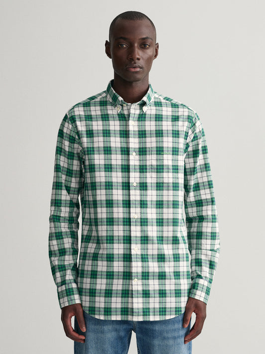 Gant Green Oxford Checked Regular Fit Shirt