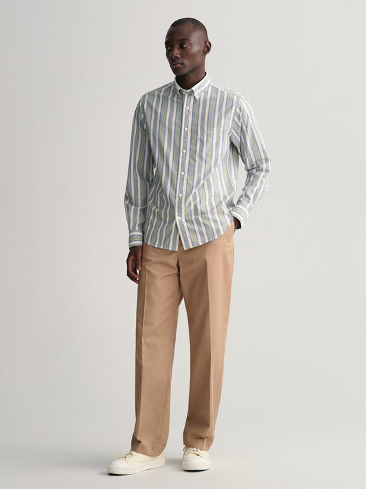 Gant Green Untucked Striped Regular Fit Shirt