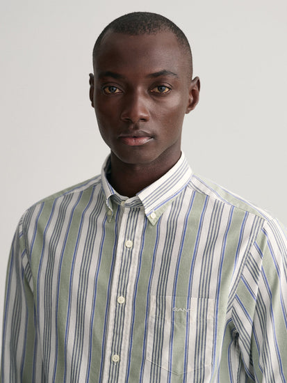 Gant Green Untucked Striped Regular Fit Shirt