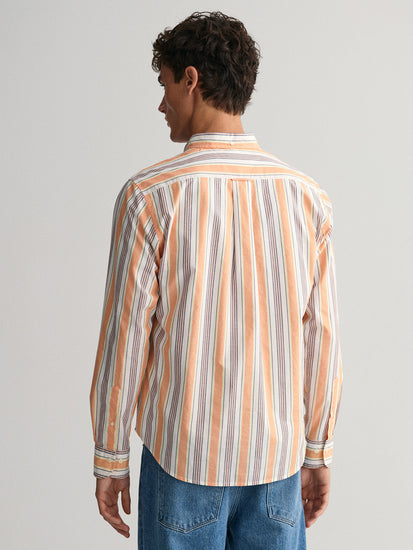 Gant Orange Untucked Striped Regular Fit Shirt