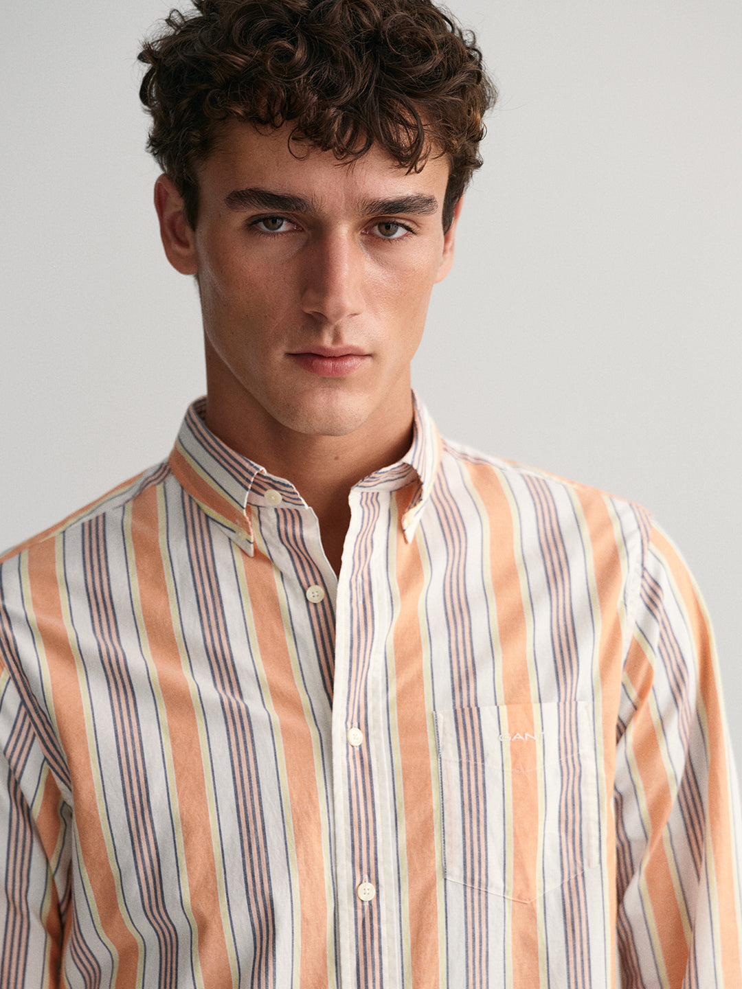 Gant Orange Untucked Striped Regular Fit Shirt