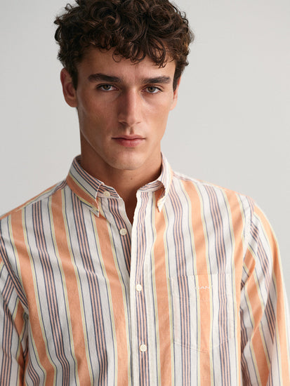 Gant Orange Untucked Striped Regular Fit Shirt