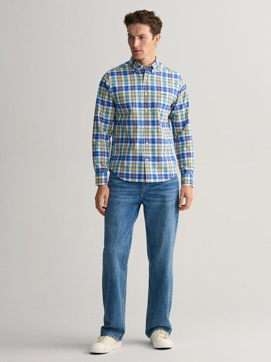 Gant Blue Untucked Colorful Checked Regular Fit Shirt