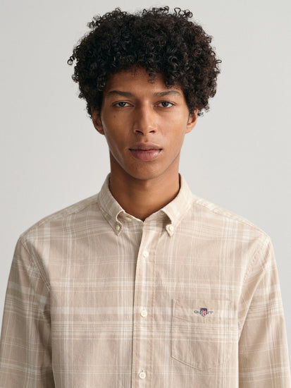 Gant Beige Checked Regular Fit Shirt