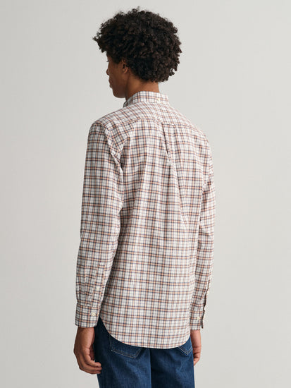 Gant Orange Poplin Micro Checked Regular Fit Shirt