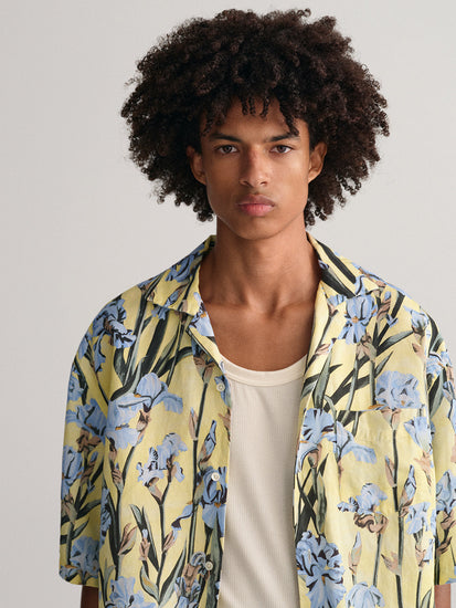 Gant Multi Iris Floral Print Relaxed Fit Linen Shirt