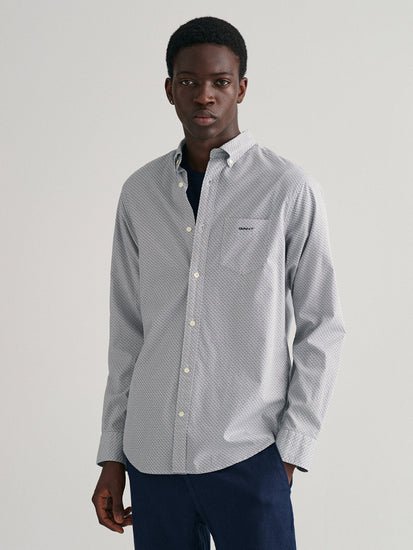 Gant Blue Micro Checked Regular Fit Shirt