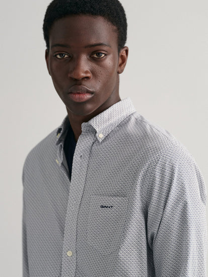 Gant Blue Micro Checked Regular Fit Shirt