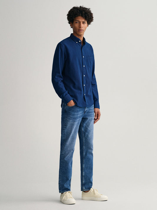 Gant Blue Untucked Oxford Regular Fit Shirt