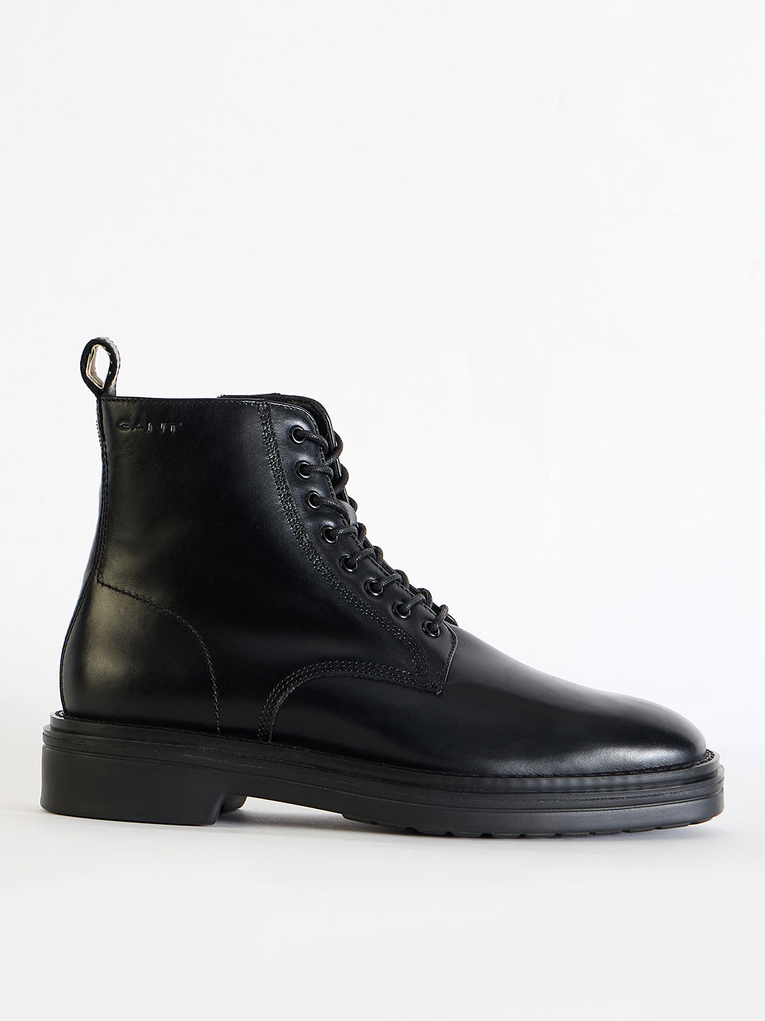 Gant Men Black  Solid Lace-Up Round Toe Boots