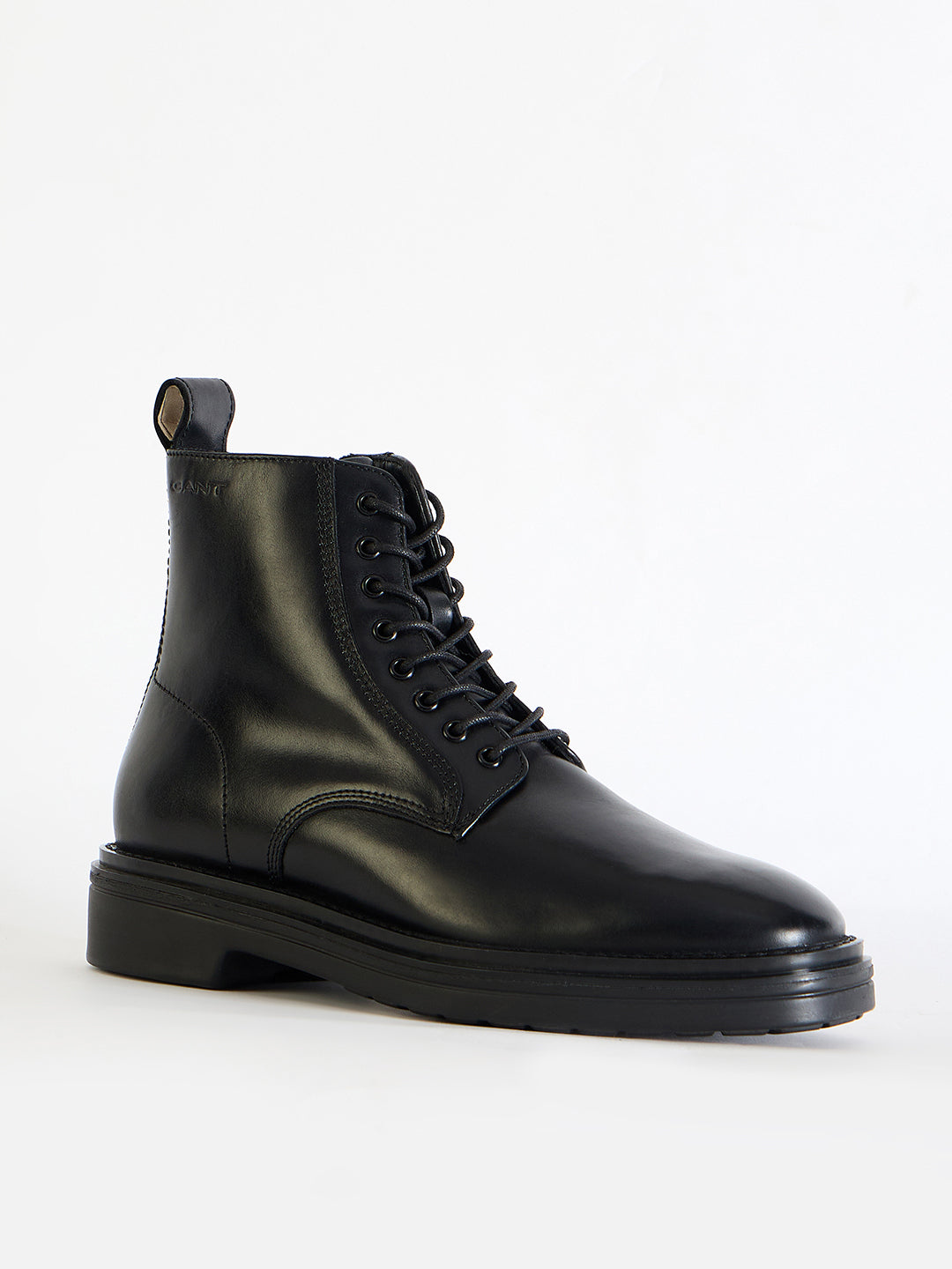 Gant Men Black  Solid Lace-Up Round Toe Boots