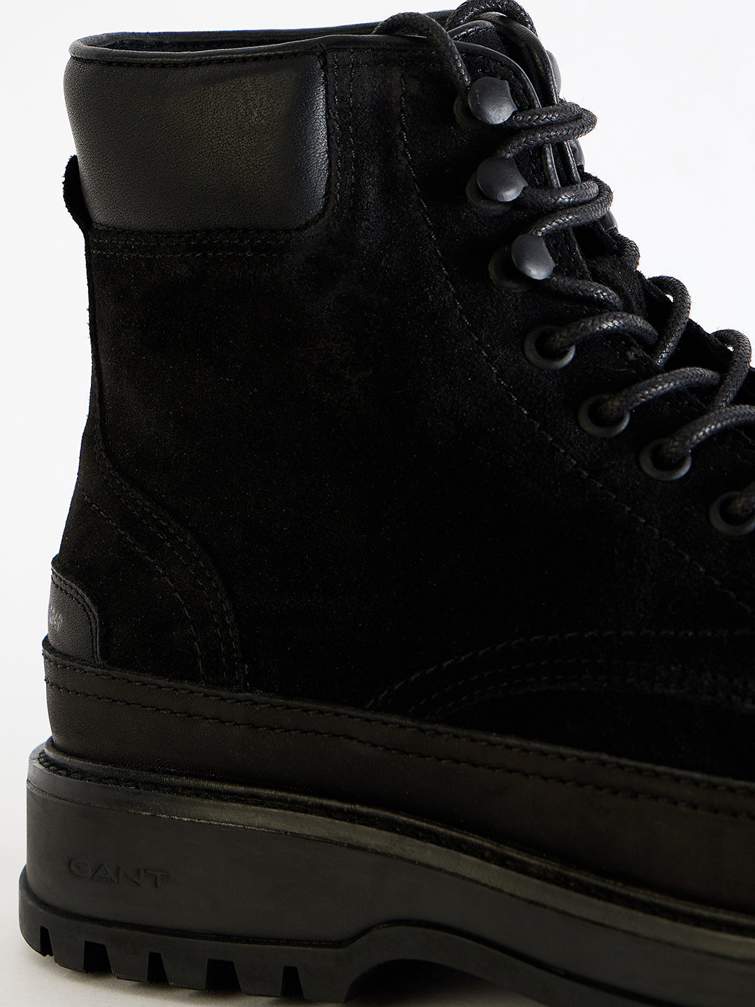 Gant Men Black  Solid Lace-Up Round Toe Boots