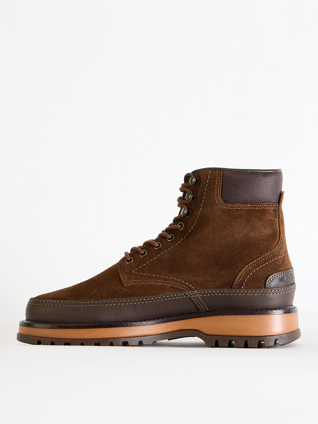 Gant Men Brown Color-Blocked Lace-Up Round Toe Boots