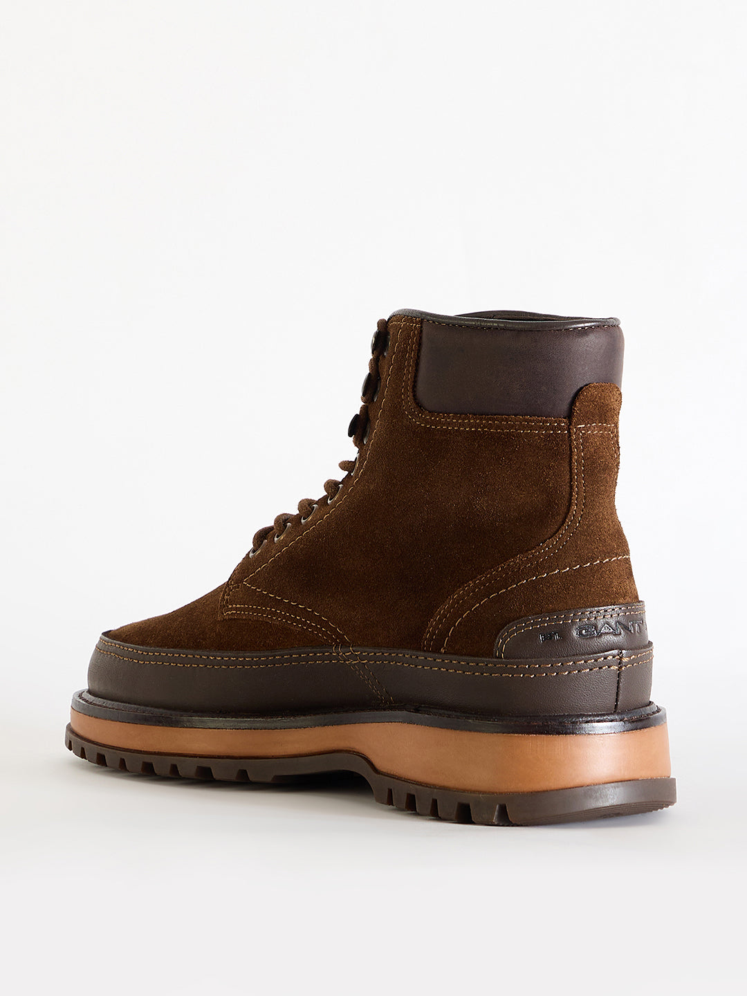 Gant Men Brown Color-Blocked Lace-Up Round Toe Boots