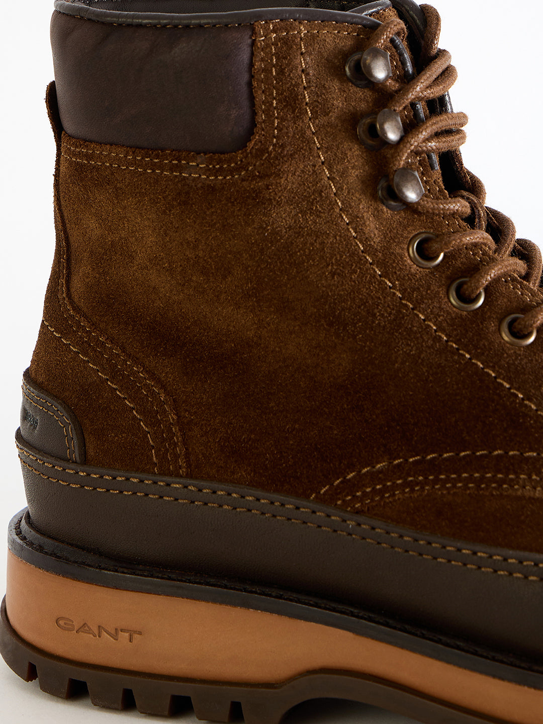 Shop Gant Men Brown Color-Blocked Lace-Up Round Toe Boots Gant India