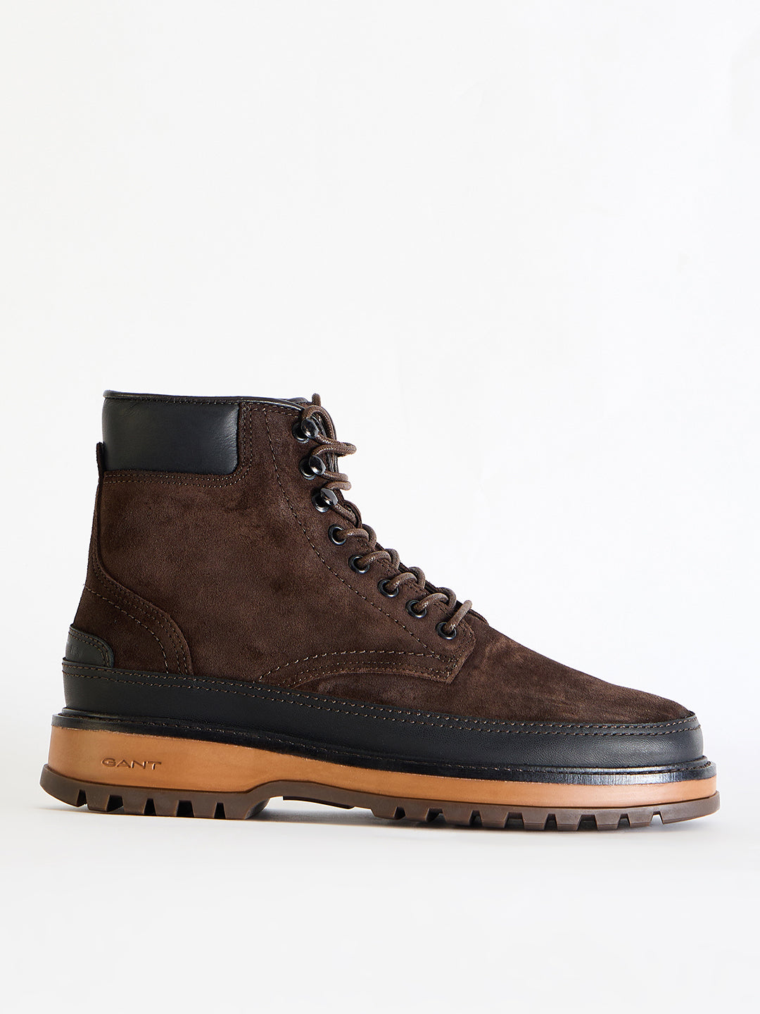 Gant Men Brown Color-Blocked Lace-Up Round Toe Boots