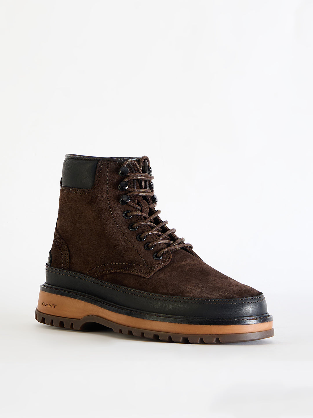 Gant Men Brown Color-Blocked Lace-Up Round Toe Boots