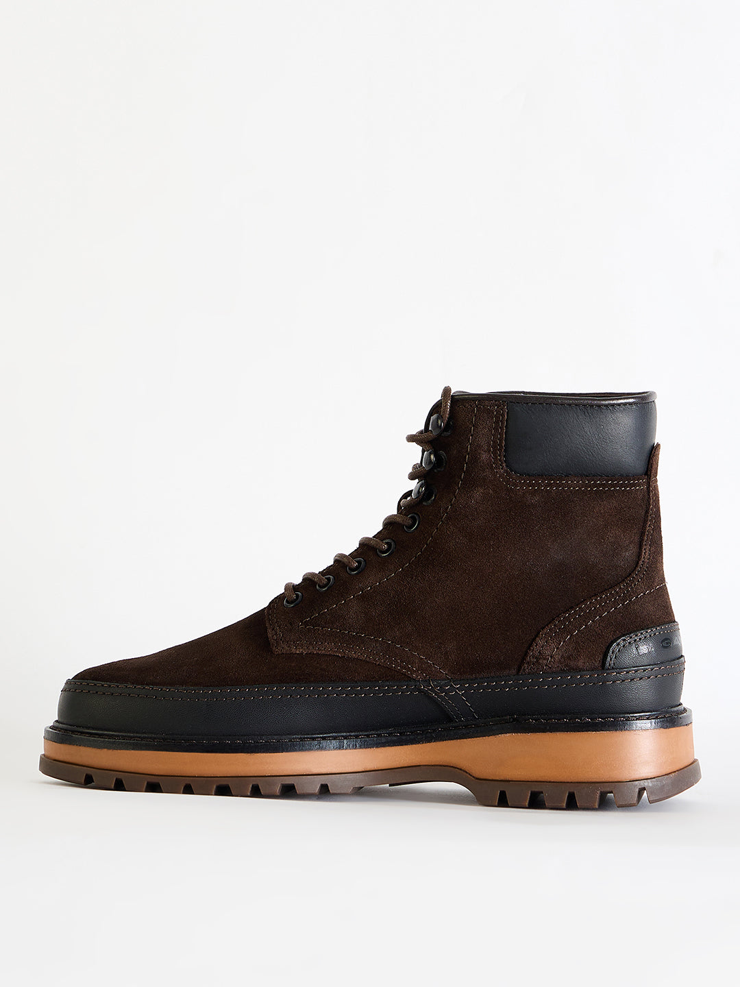 Gant Men Brown Color-Blocked Lace-Up Round Toe Boots