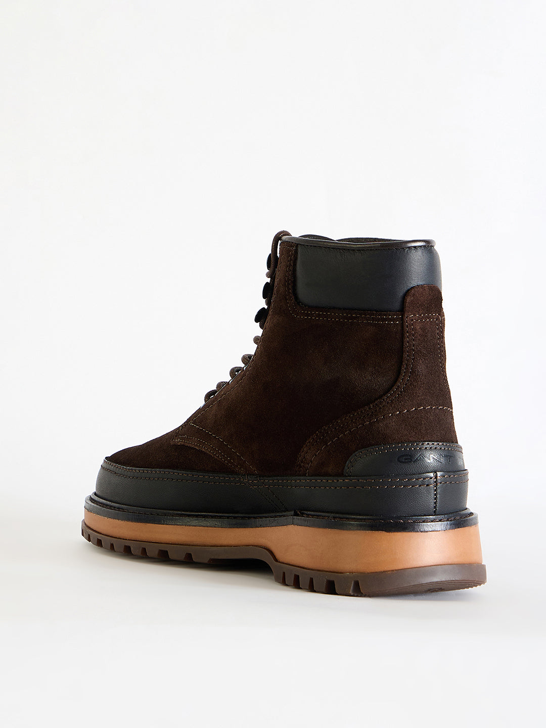 Gant Men Brown Color-Blocked Lace-Up Round Toe Boots